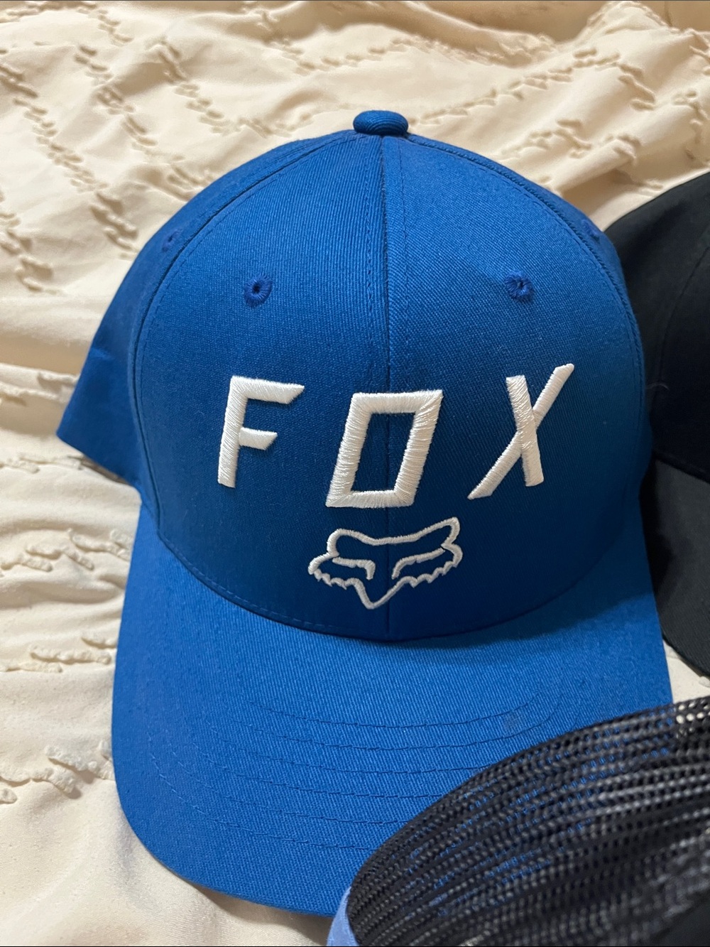 Fox Logo Baseball Hats in Blue and Black - Picture 3 of 7